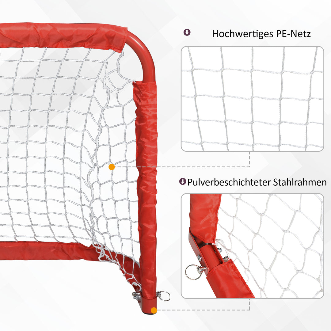 Fodboldmålsæt, 2 foldbare minimål, metalramme, inklusive værktøj, 90 x 36 x 60 cm, rød