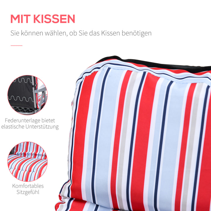 Sæt med 2 foldbare liggestole med hynder, justerbar ryglæn med 5 positioner, havestol, havemøbelsæt, stål, polyester, rød, 60 x 75 x 65-102 cm
