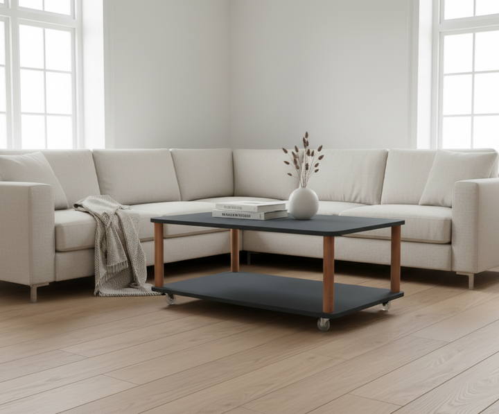 ASHME Sofabord med Hjul, 64x105 cm, Grafit