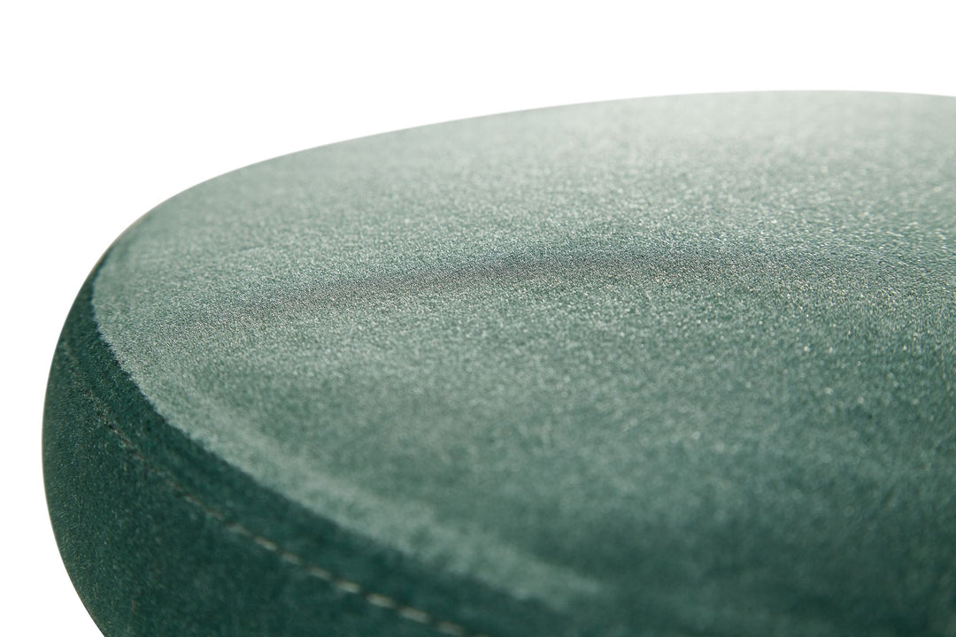 Grøn fløjlsbarstol, rygløs, 58-79 cm; køkkenstol, stof/metal, 100 kg; designerbarstol, barstol, drejelig bistrostol