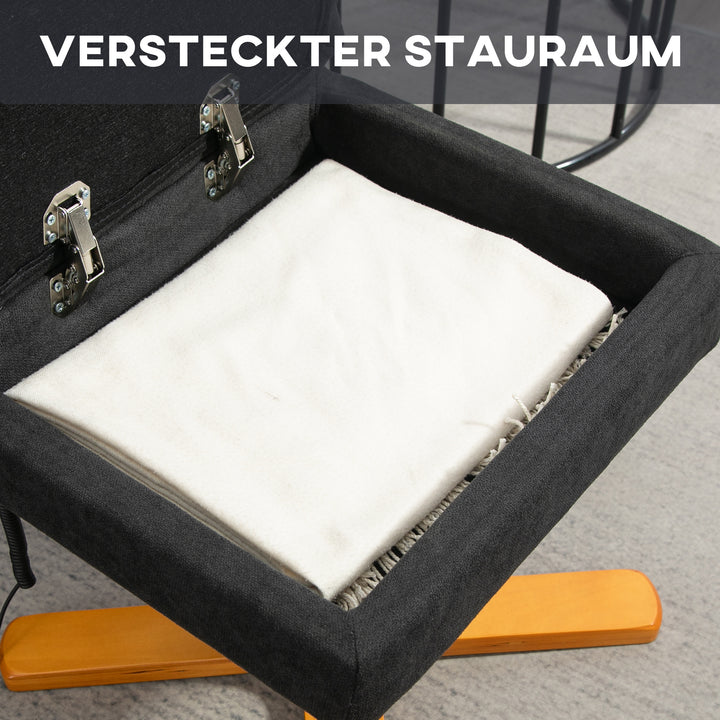 Massagestol med lænefunktion og fodskammel, 145° vipning, polyester, 80 x 86 x 99 cm, sort