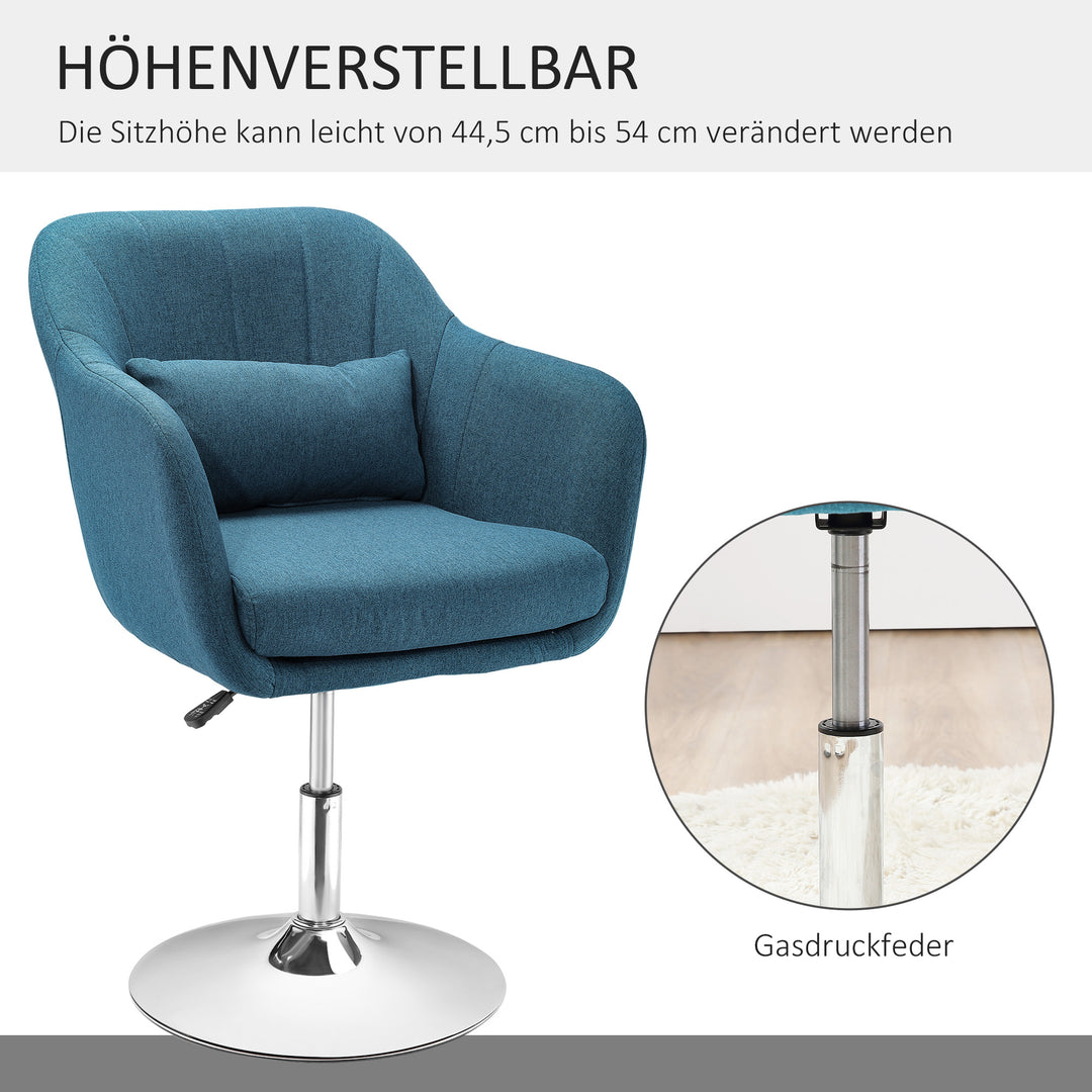 Drejestol, hørlignende polyester, metal, 60 x 60 x 79-91 cm, blå