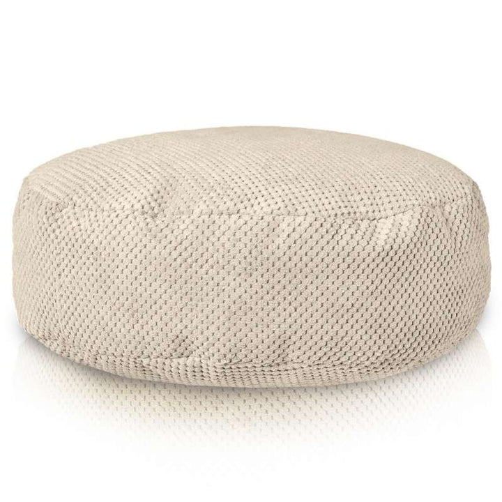 Rund fodskammel – prikket velour med struktur