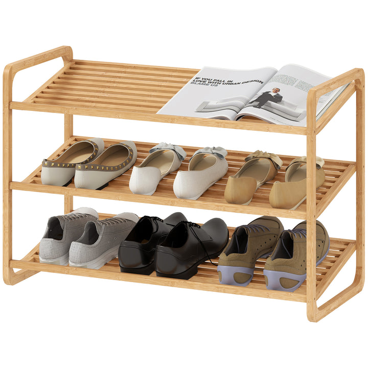 Skoreol i bambus med 3 hylder, 76B x 33D x 50,8H cm, naturfarvet