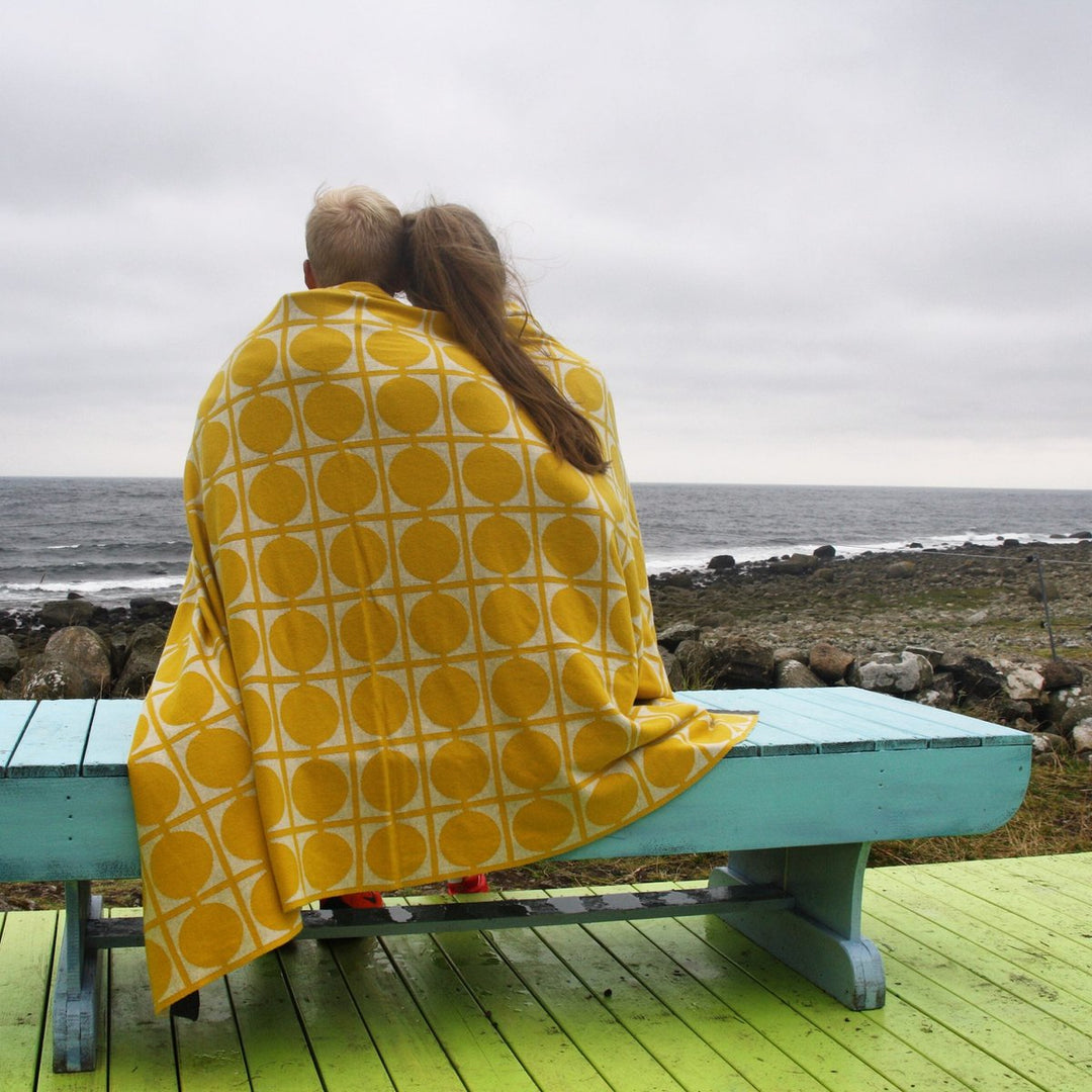 Don Yellow Jacquard slumretæppe – Blødt børstet bomuld
