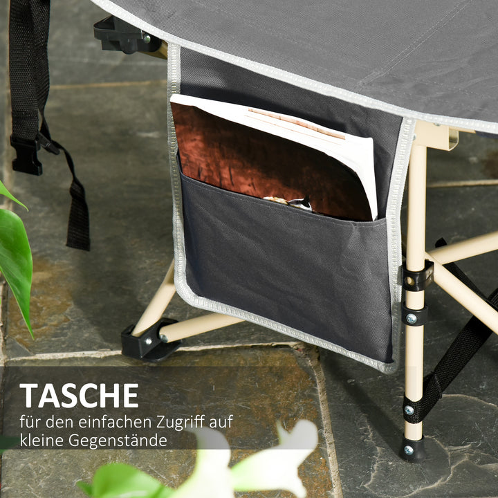 Feltseng, campingseng, foldbar, vejrbestandig, inklusive bæretaske, 190 x 68 x 52 cm, grå