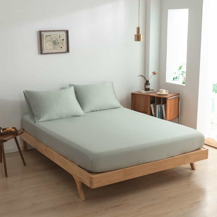 Lysegrøn bambus fitted sheet Premium - op til 30 cm - 400TC Tanboocel - Sage Green