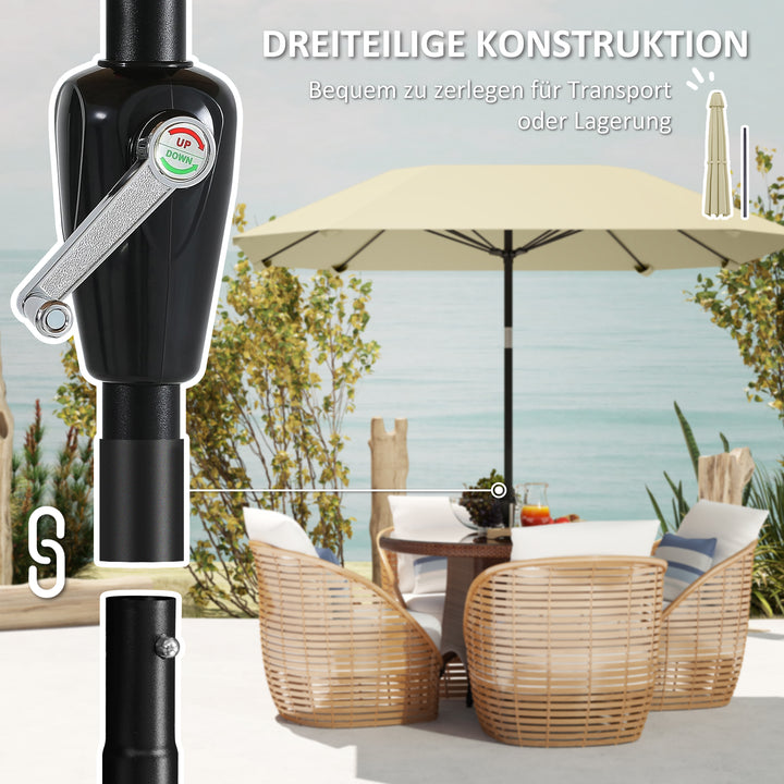 2,3 m Stor Parasol til Have og Terrasse - Justerbar med Vippefunktion & Håndsving