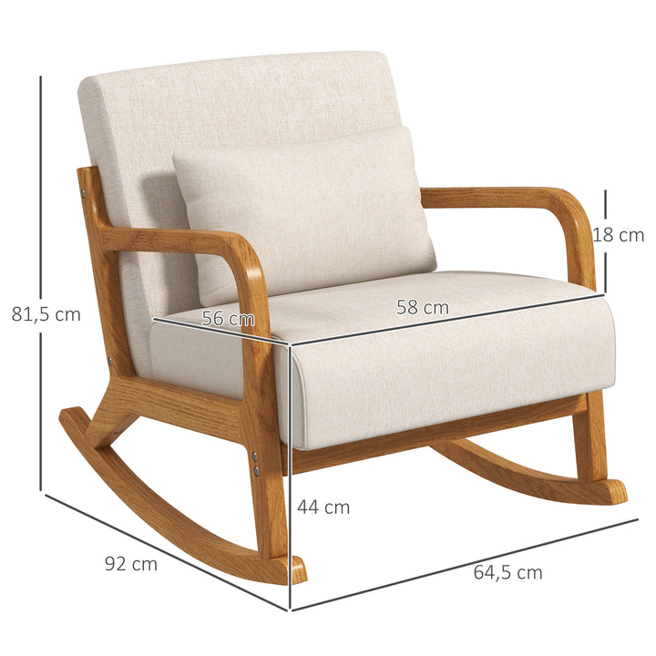 Retro gyngestol, gummitræ, 64,5 cm x 92 cm x 81,5 cm, beige + brun