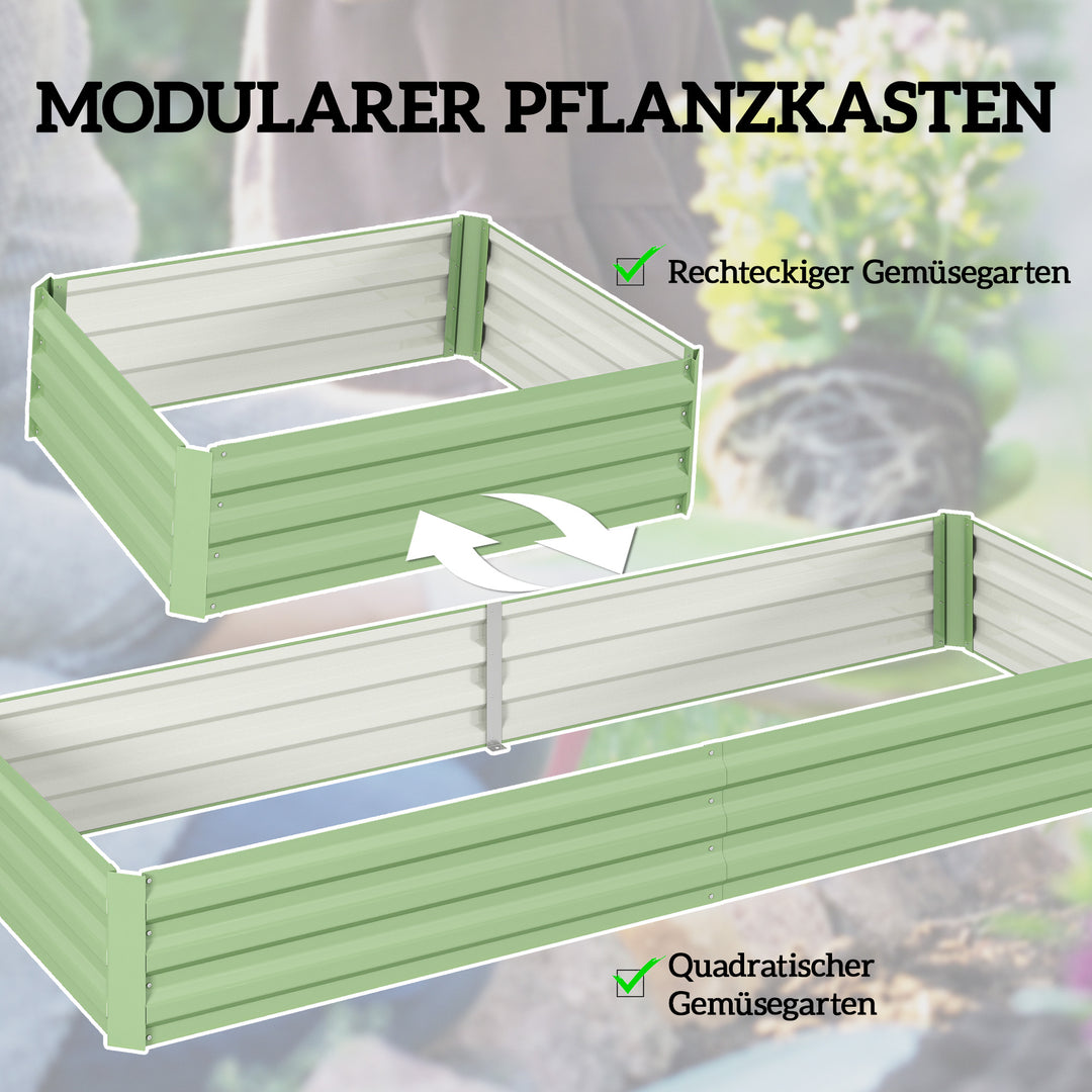 Højbed i stål, åben bund, nem montering, 241l x 90,5b x 30h cm, grøn