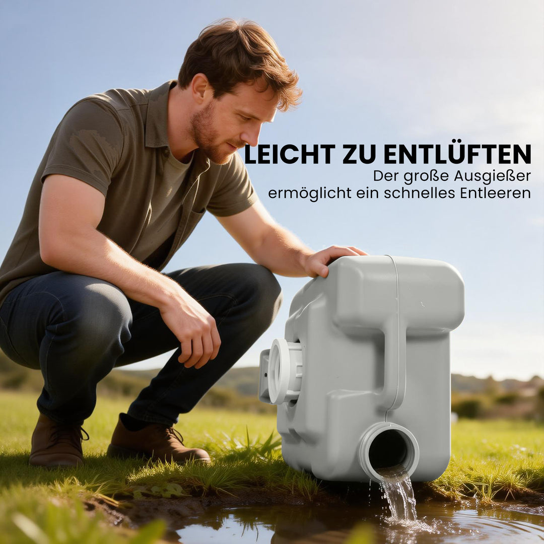 Campingtoilet, rejsetoilet, maks. lasteevne op til 147 kg, 20 l, til camping, vandreture, rejser, fiskeri, 41,5 x 36,5 x 42 cm, grå