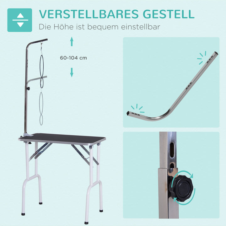 Trimmebord sammenklappeligt plejebord til hunde og katte metal sort 81 x 48,5 x 80 cm