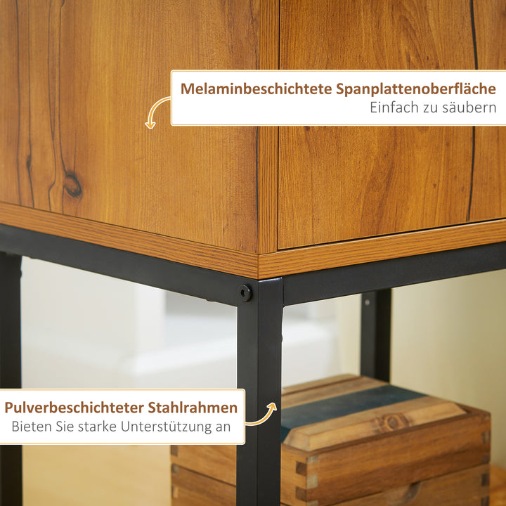 Konsolbord i industrielt design, sidebord, skænk, 1 skab, brun + sort