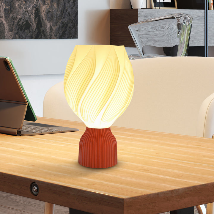 3D-printet lampe med kronbladsformer, plastik, energieffektiv, hvid