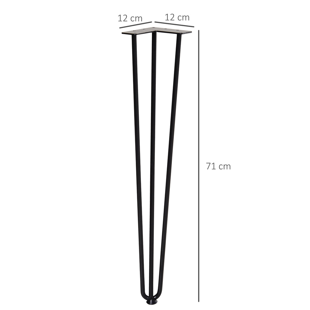 Bordbensæt, 4 stålbordben, gaffeldesign, 40 kg lasteevne, sort