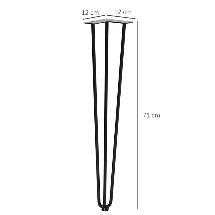 Bordbensæt, 4 stålbordben, gaffeldesign, 40 kg lasteevne, sort
