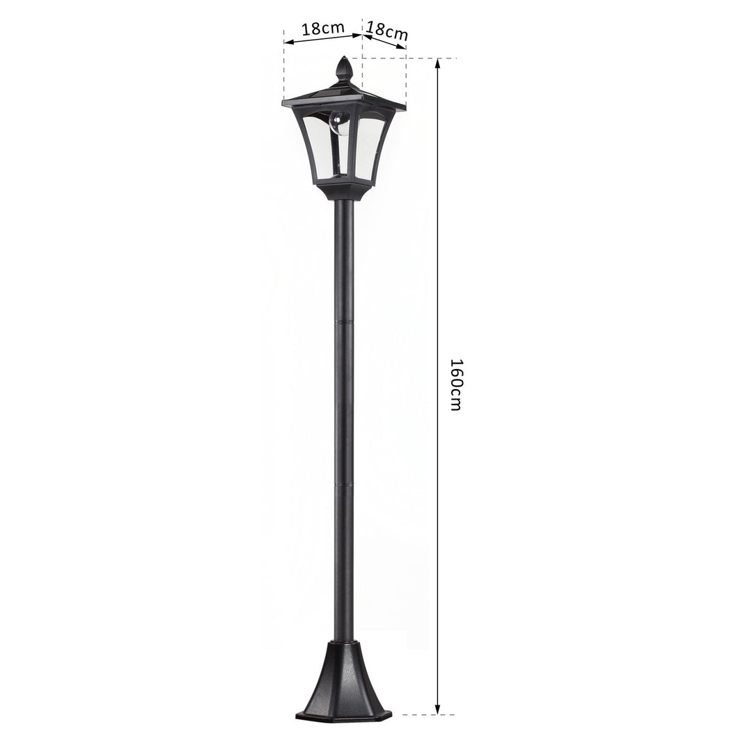 Led solcelledrevet havelanterne, gulvlampe lavet af rustfrit stål, havelampe 160 cm høj, lanterne udendørs lys ip44, solcellelampe med lyssensor 30 lumen, jordspyd, havelampe til haven, balkon, sort