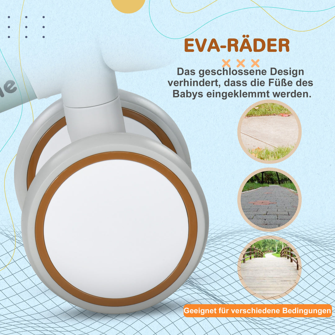 Løbecykel, justerbart sæde, med hjul, til 1-3 år, op til 20 kg, grøn/hvid