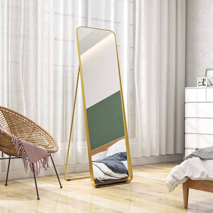 Helfigursspejl, fritstående, vipbart, metalramme, mdf, 160 x 50 cm, guld