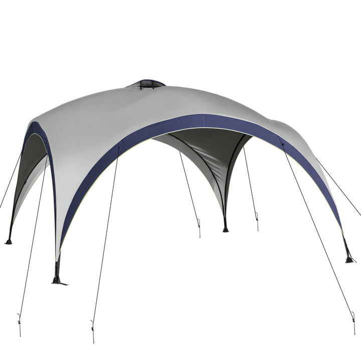 Garden pavilion havetelt marquee partytelt solbeskyttelse vejrbestandig metalstang + polyester cremehvid + blå 4 x 4 x 2,5 m