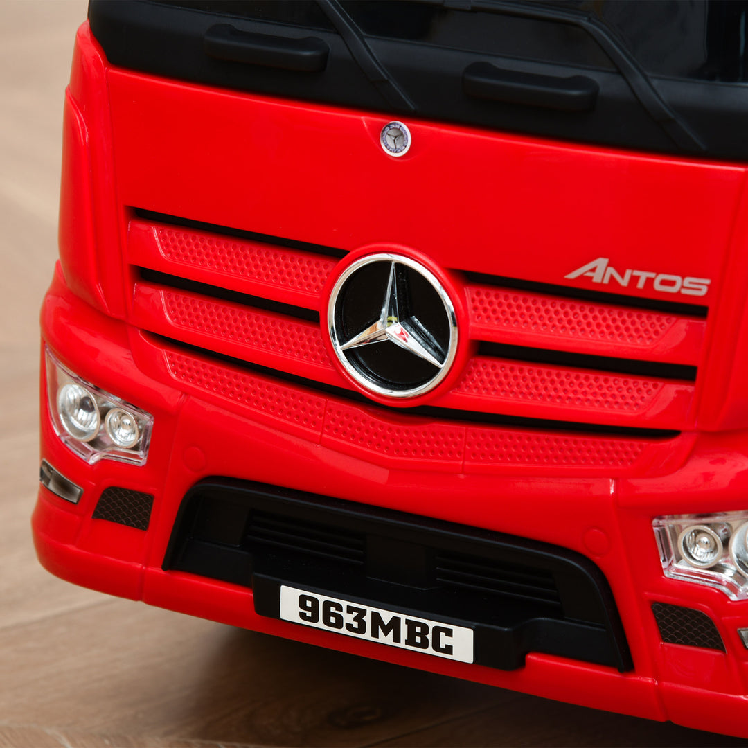 Køretøj køretøj baby køretøj børnebil licenseret af mercedes antos lastbil style med lys til børn fra 12 til 36 måneder metal pp plast rød+sort 62,5x28,5x45cm