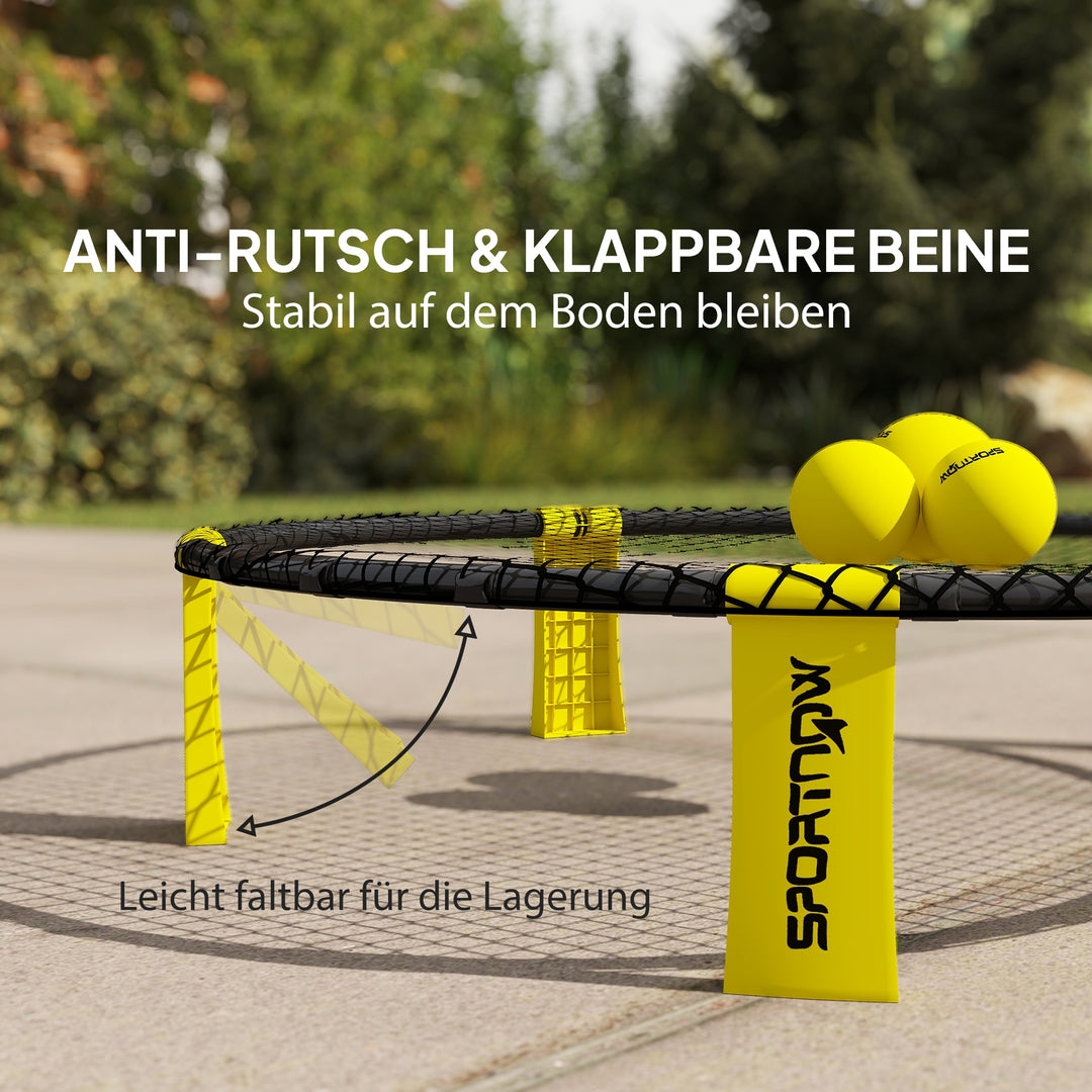 Rundnetsæt spilsæt med spilnet 3 bolde bæretaske boldpumpe spikeballsæt 92 x 20 cm gul