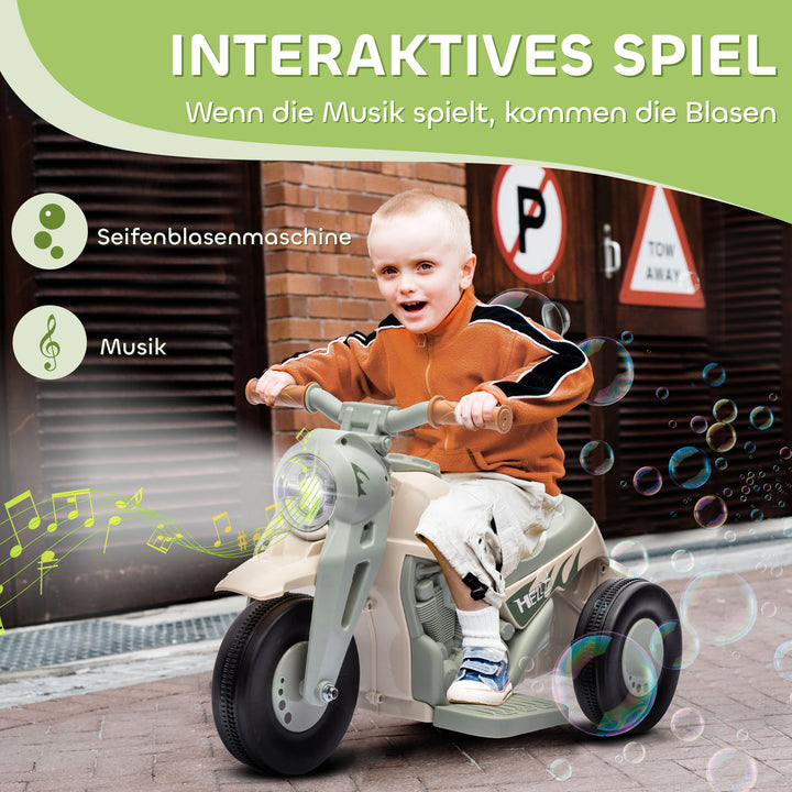 El-motorcykel til børn, 6v børnemotorcykel med musik, blæser 2,5-3 km/t, til 2-5 år gamle børn