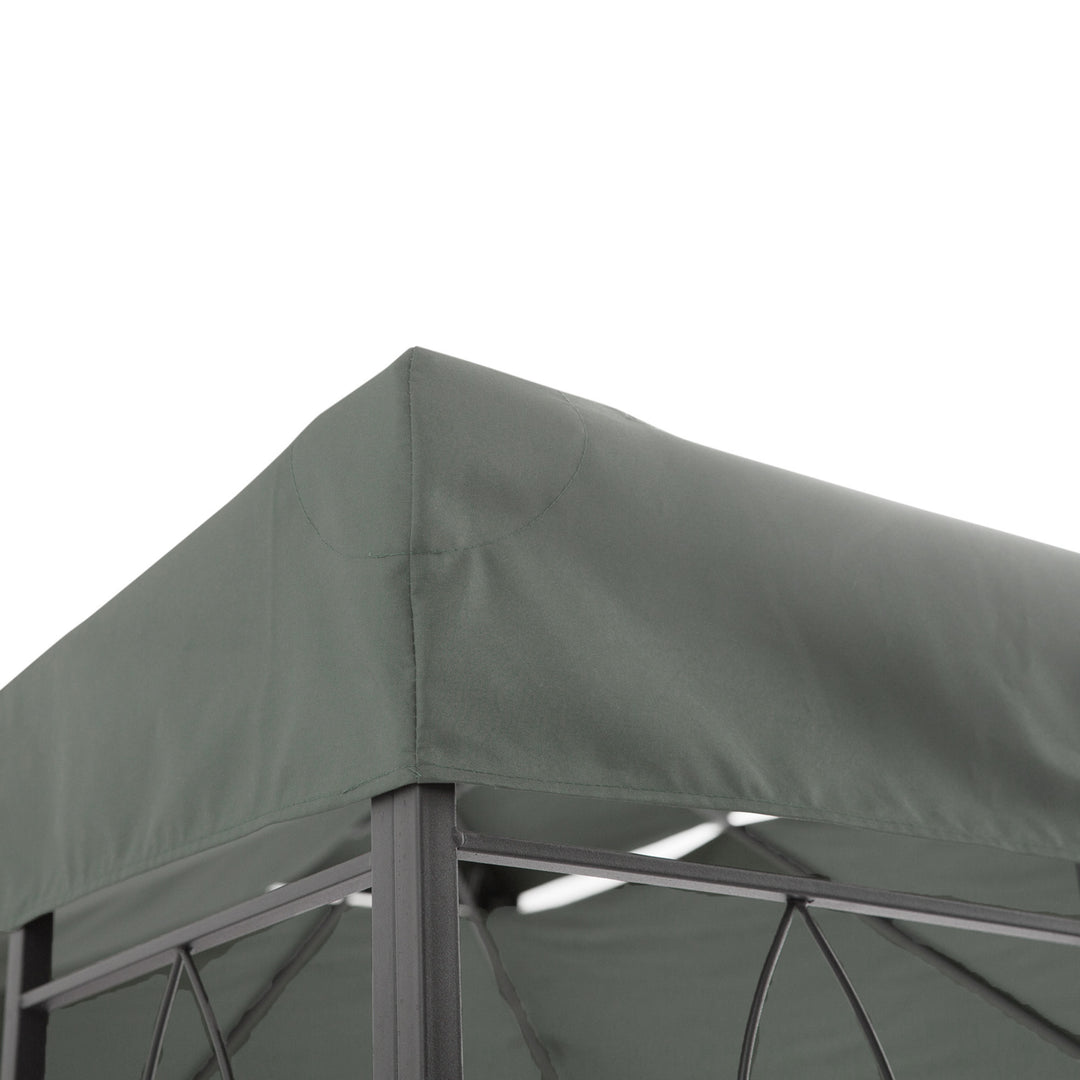 Udskiftningstag til 3x4m metalpavillon, vandafvisende pavillontag til havepavillon, festtelt, havetelt, polyester, mørkegrå