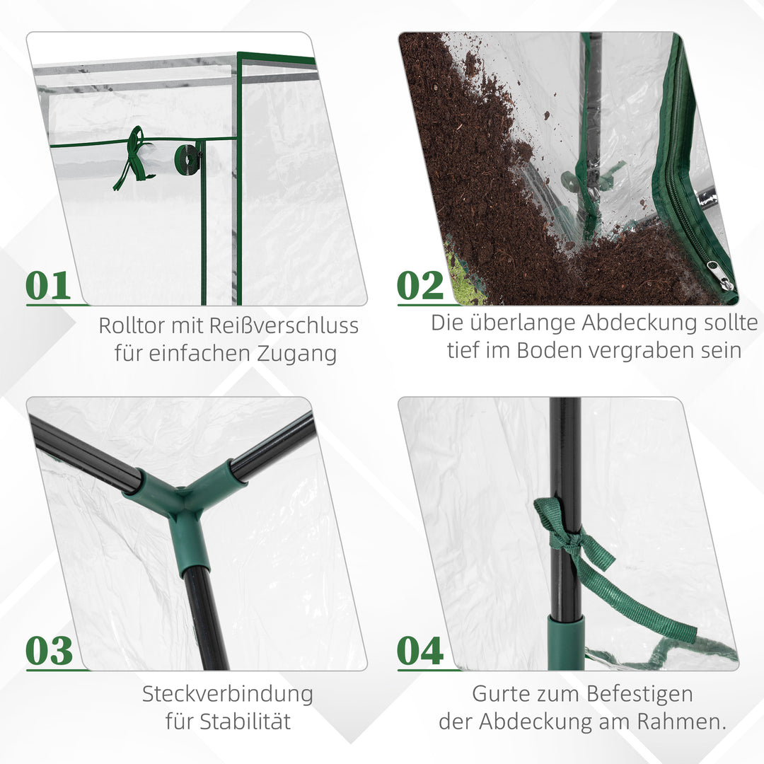Drivhus, væksthus, tomathus, kold ramme med rulleport, stål, plastik, transparent, 100x50x150cm