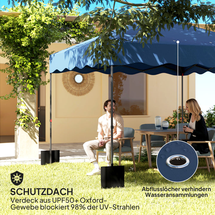 3 X 3 m pop-up pavillon, højdejusterbart havetelt, med rullepose, til have, terrasse, metal, stof, mørkeblå