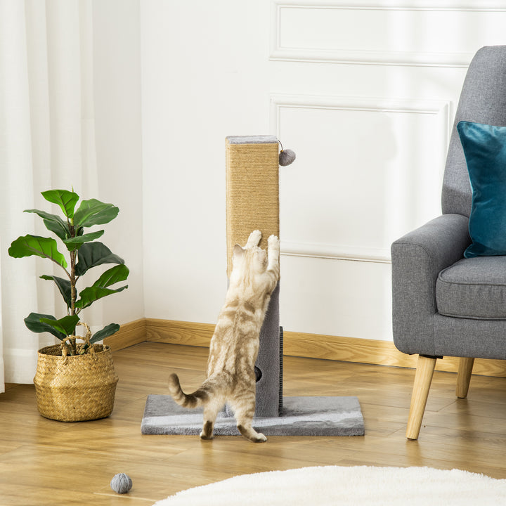 Kradsetræ til katte, 79 cm kradsetræ med jute reb, inkluderer legetøj, plys, grå