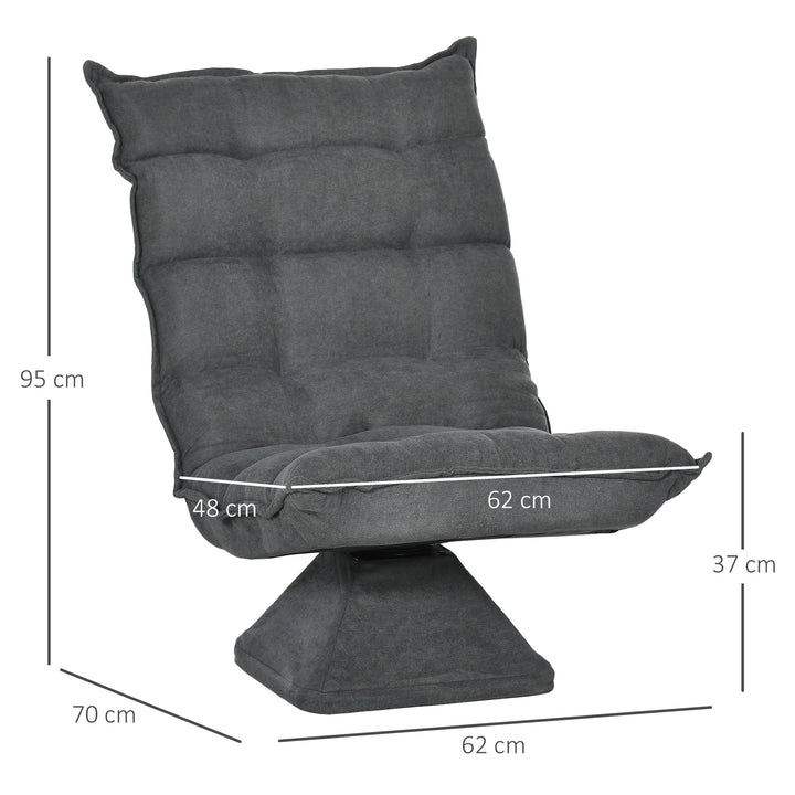 Hvilestol med justerbar lænefunktion, drejelig, linnedlook, 62 cm x 70 cm x 95 cm, grå