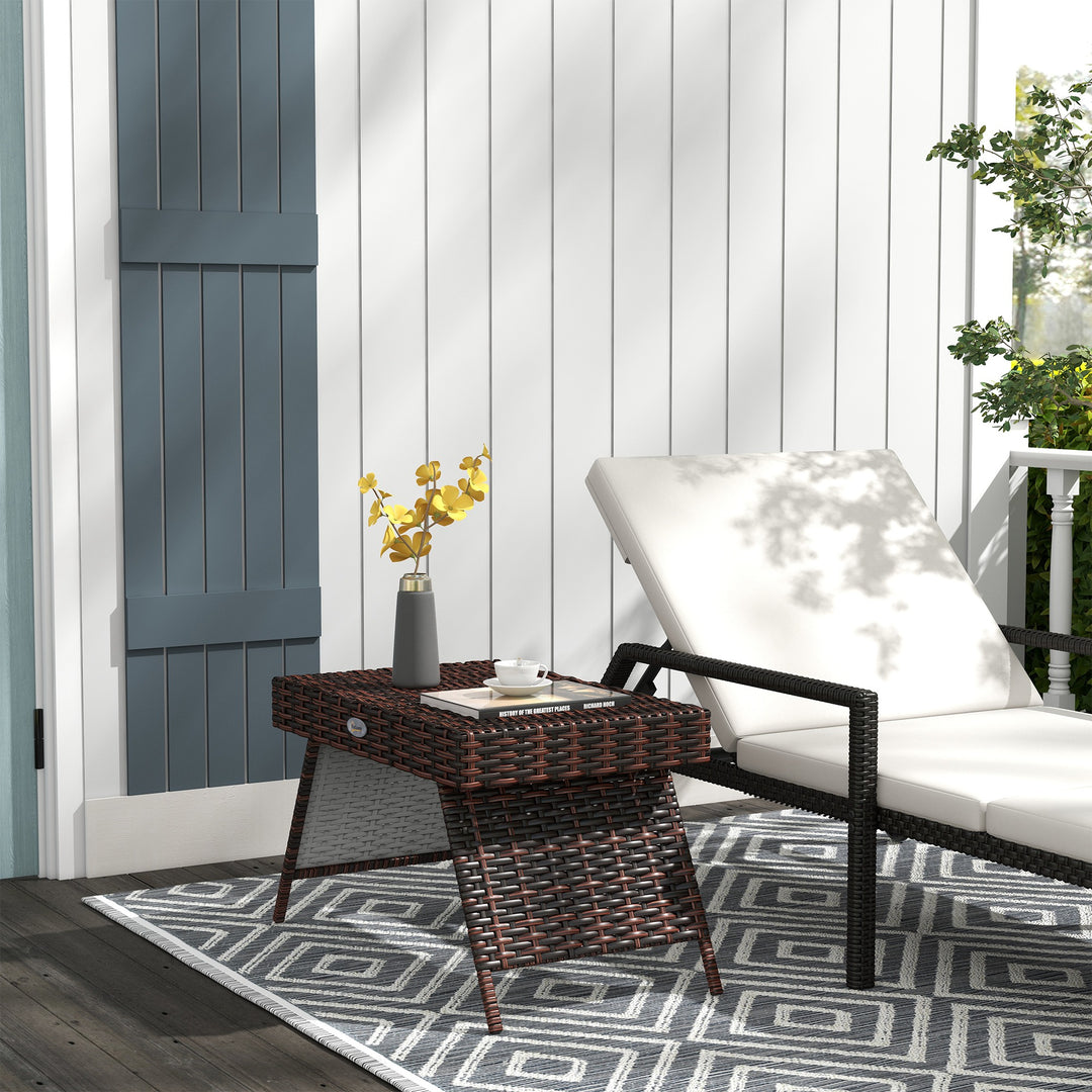 Havebord, udendørs sofabord, udendørs sidebord, PE-rattan, vejrbestandig, 60 cm x 41 cm x 41 cm, brun