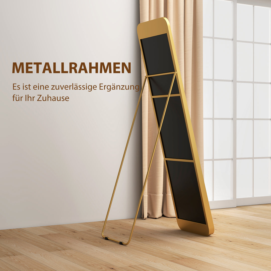 Helfigursspejl, fritstående, vipbart, metalramme, mdf, 160 x 40 cm, guld