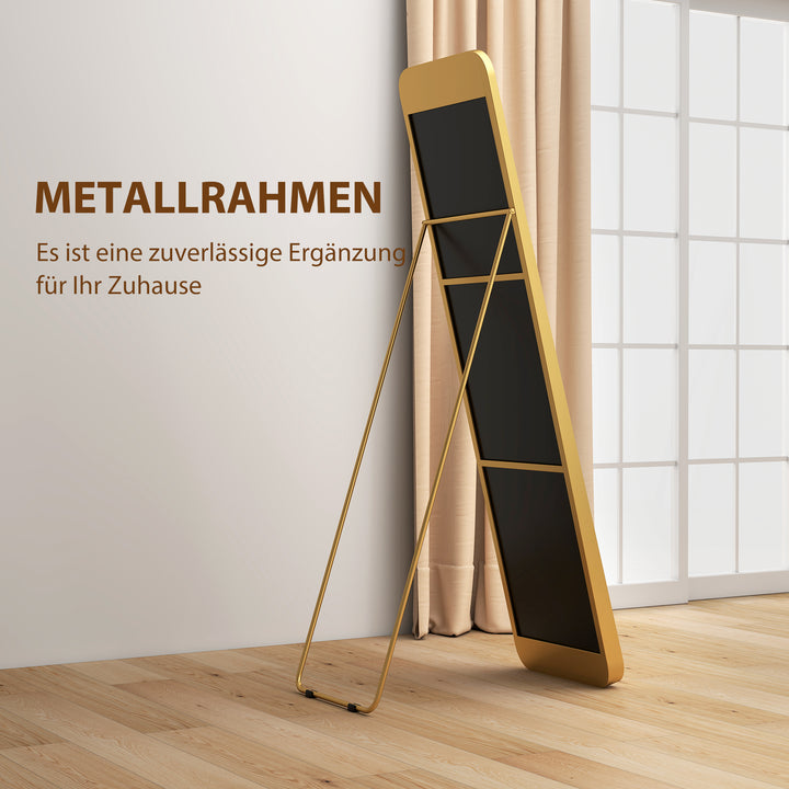 Helfigursspejl, fritstående, vipbart, metalramme, mdf, 160 x 40 cm, guld