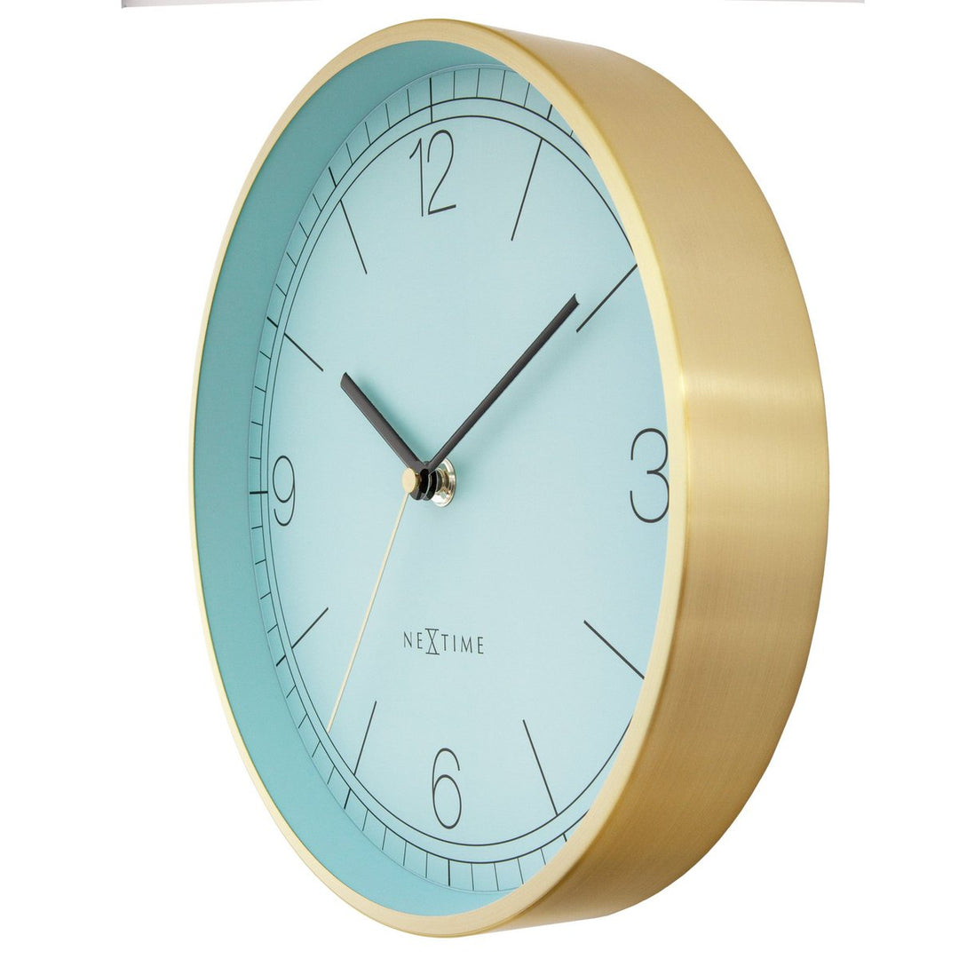 Vægur 25cm-Silent-Grøn/Turkis/Hvid/Sort-Metal-NeXtime 'Bolero'