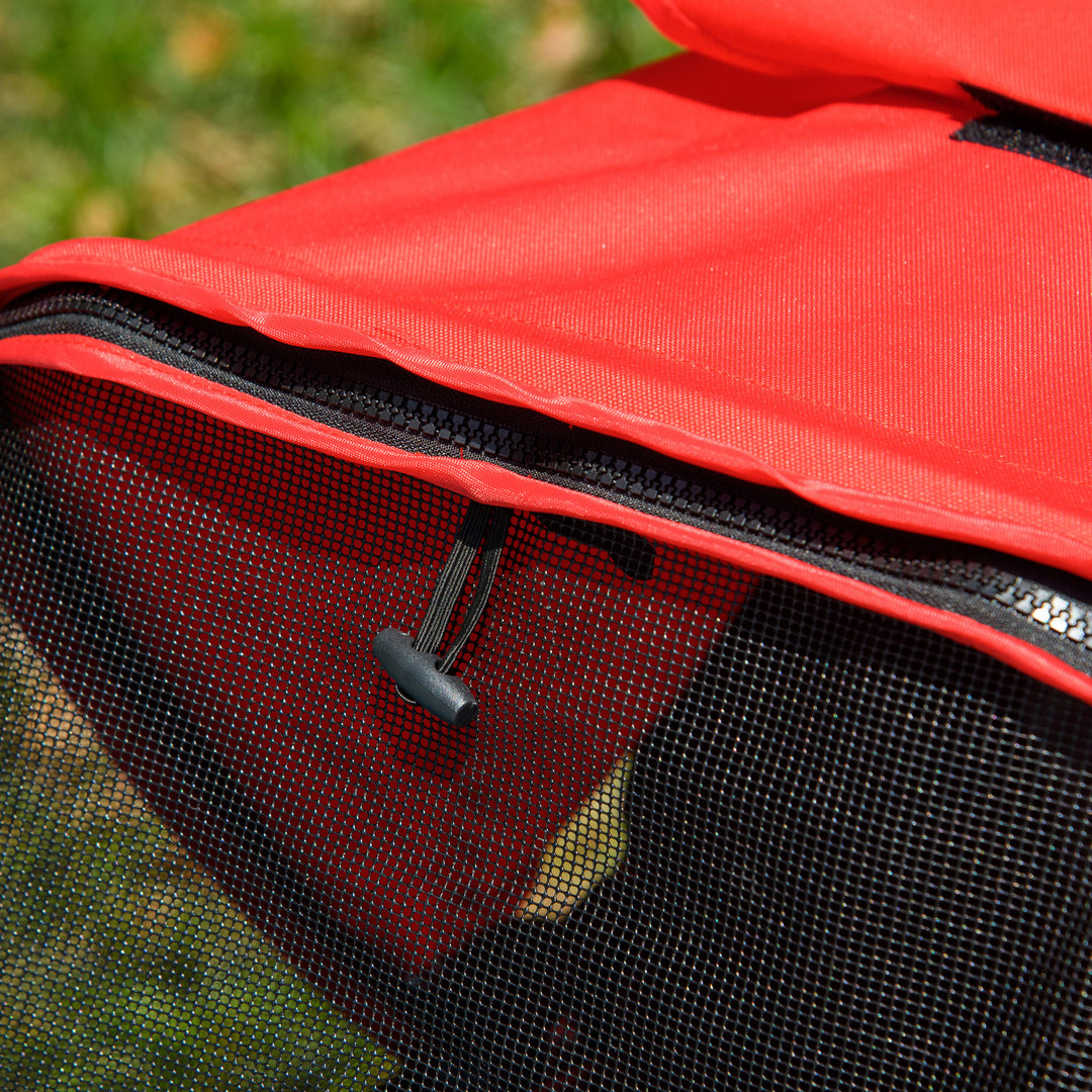 Hundeklapvogn med 3 hjul, foldbar op til 10 kg, oxford rød+sort, 109,5 x 54,5 x 106,5 cm