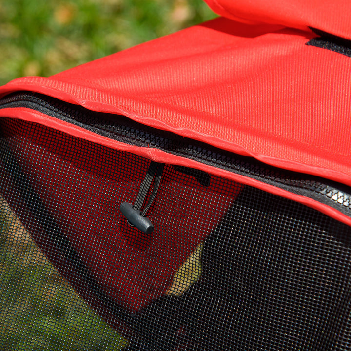 Hundeklapvogn med 3 hjul, foldbar op til 10 kg, oxford rød+sort, 109,5 x 54,5 x 106,5 cm