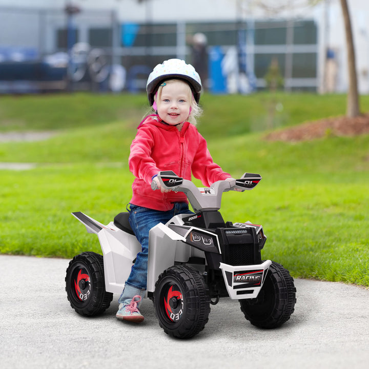 Elektrisk børne-atv, 2,5 km/t, frem- og bakgear, til 18-36 måneder, hvid