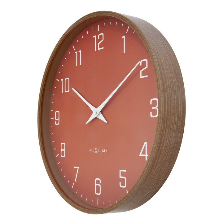 Vægur 30 cm-Silent-Mørkt træmønster-Plastic-NeXtime 'Lyra'