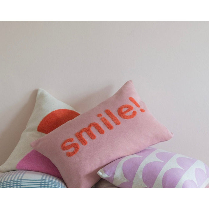 Smil Pillow Pink, Punch Needle Embroidery