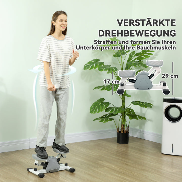 Mini stepper, stepmaskine til træning og fitnessøvelser, med lcd-skærm og skridsikre pedaler, grå