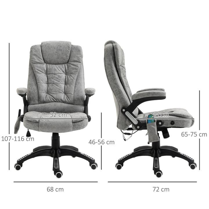 Executive-stol med massage- og varmefunktion, ergonomisk, justerbar, op til 120 kg, grå