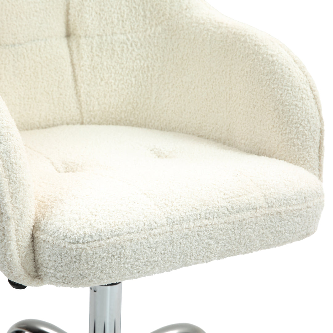 Hjemmekontorstol, ergonomisk skrivebordsstol med vippefunktion, teddy velvet look 56 x 61 x 86 cm cremehvid