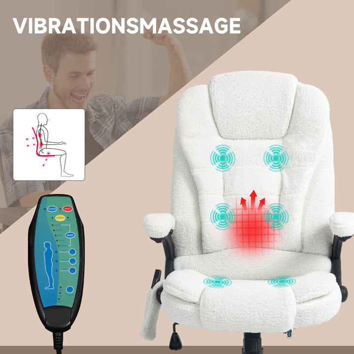Kontorstol massagefunktion massage kontorstol, massagefunktion, højdejusterbar, 67 x 74 x 107-116 cm, hvid