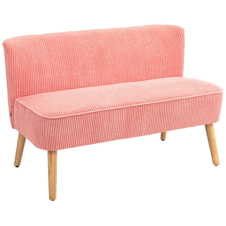To-personers sofa, elegant skandinavisk design, massiv træramme, op til 150 kg, 117 x 56,5 x 77 cm, lyserød