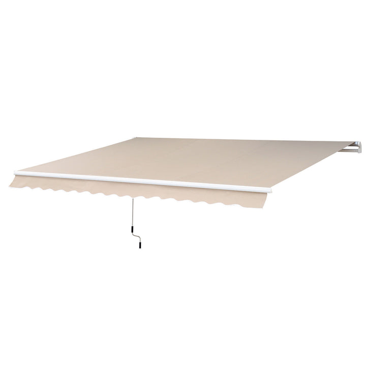 Markise med leddelt arm, justerbar klemme, terrassemarkise, 4,5 x 3 m solbeskyttelse med håndsving, balkonmarkise, beige
