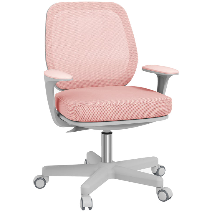 Kontorstol, ergonomisk skrivebordsstol med drejefunktion, højdejusterbar 55 x 48 x 82,5-94,5 cm lyserød