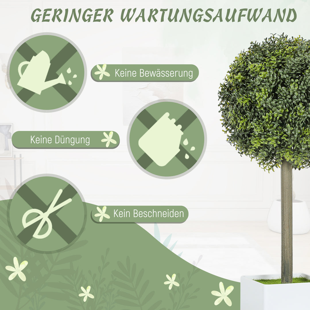 Sæt med 2 kunstige buksbomkugler 45 cm kunstig plante, kunstige plastikplanter i potte
