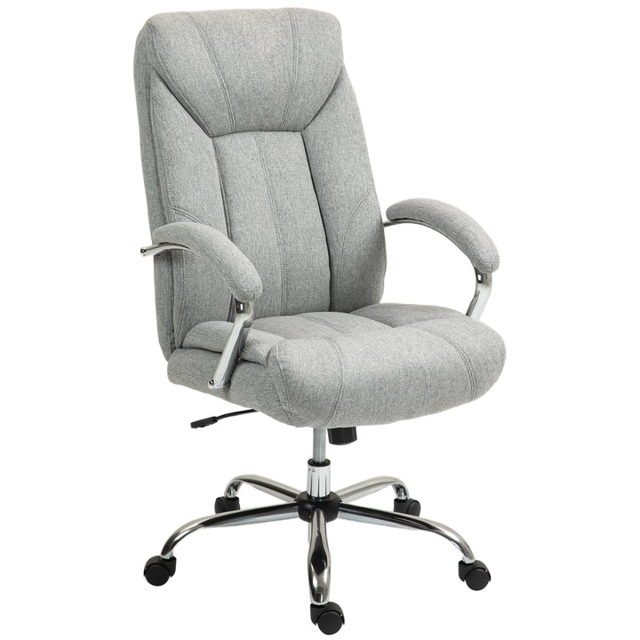 Ergonomisk kontorstol, høj ryg, åndbart betræk, justerbar højde, grå